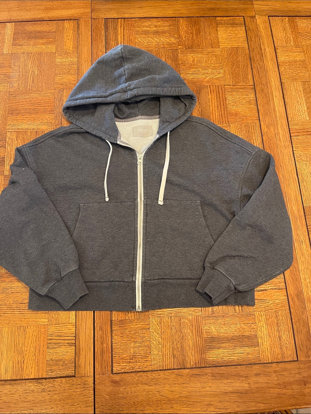 Everlane Gray  cropped Full-Zip Hoodie jacket Small